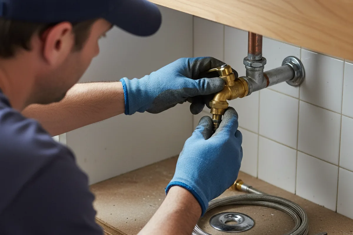 Shutoff valve and fitting work during Burst Pipe Repair in Vienna